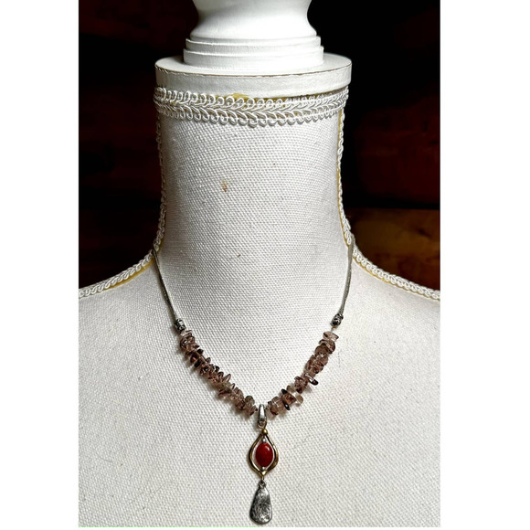 Vintage Chico's Quartz Carnelian adjustable necklace - Picture 2 of 4